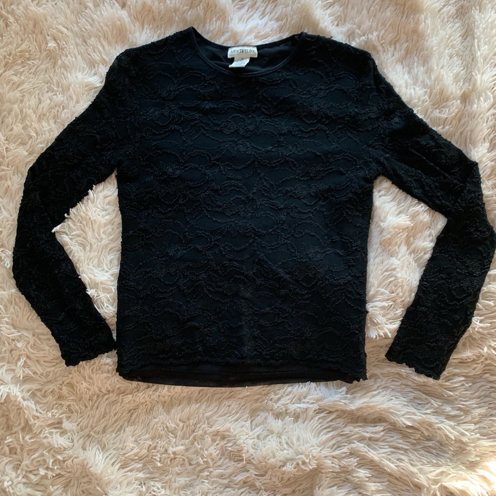 lacy black ann taylor top